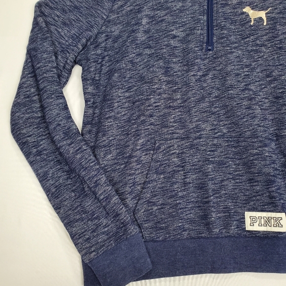 PINK Victoria's Secret Pull Over Heather Navy Blue Sweatshirt Size Medium - Picture 6 of 11